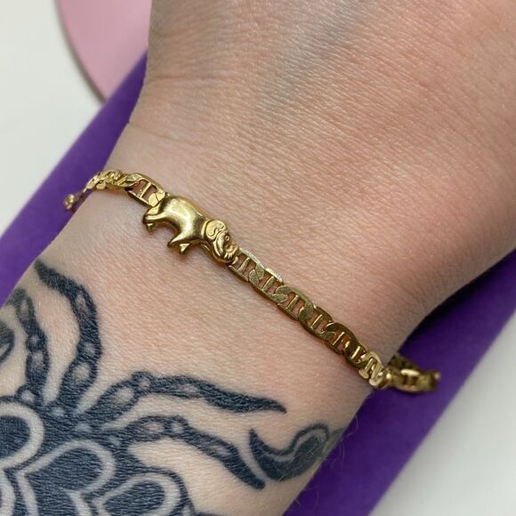 💛 Classic Gold Plates Elephant Bracelet / Anklet - Picture 4 of 5